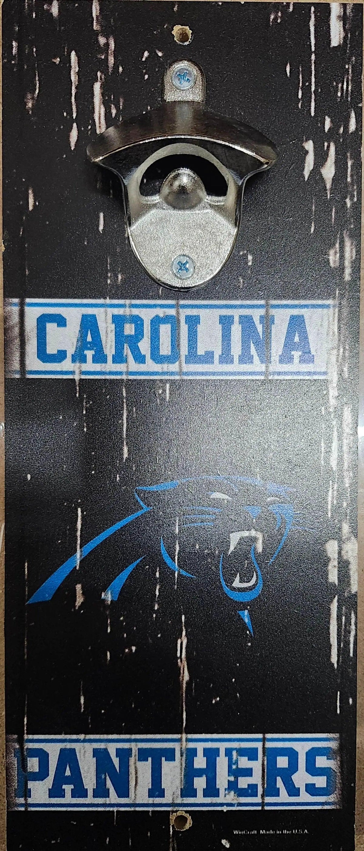 Carolina Panthers Wood Bottle Opener Sign 5x11 Alternate - ToylandEU™