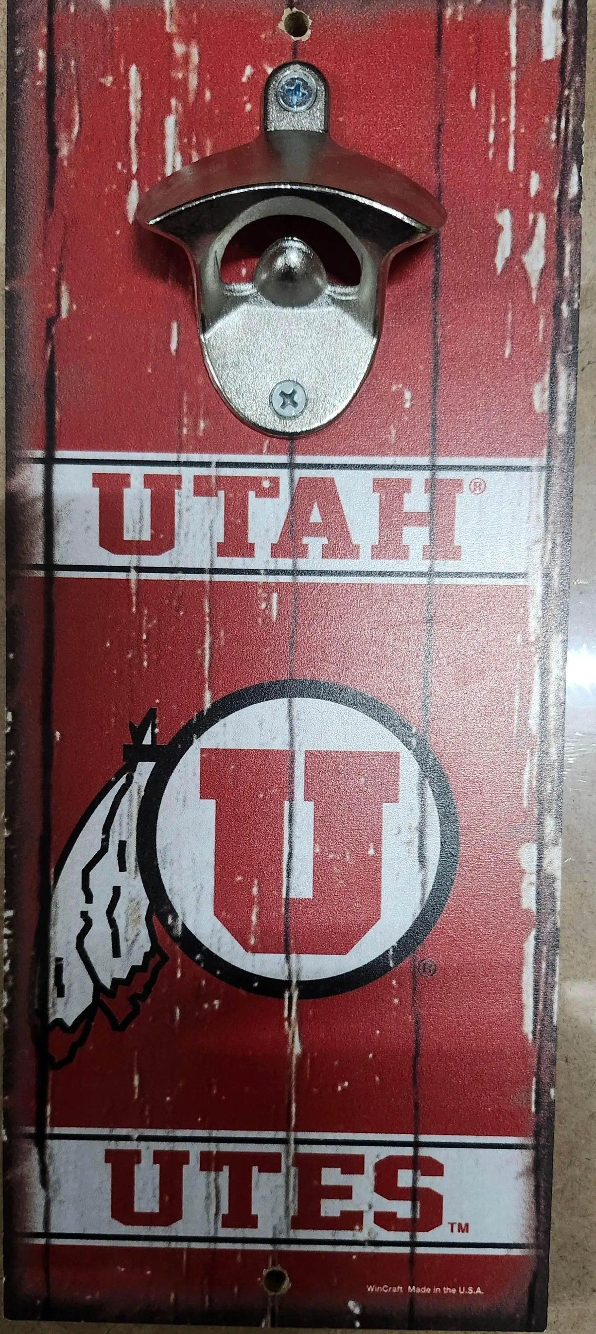 Utah Utes Wood Sign With Bottle Opener 5x11 Alternate - ToylandEU™