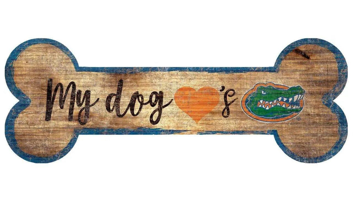 Florida Gators Wood Sign Dog Bone Shape 6x12 Distressed Rope - ToylandEU™