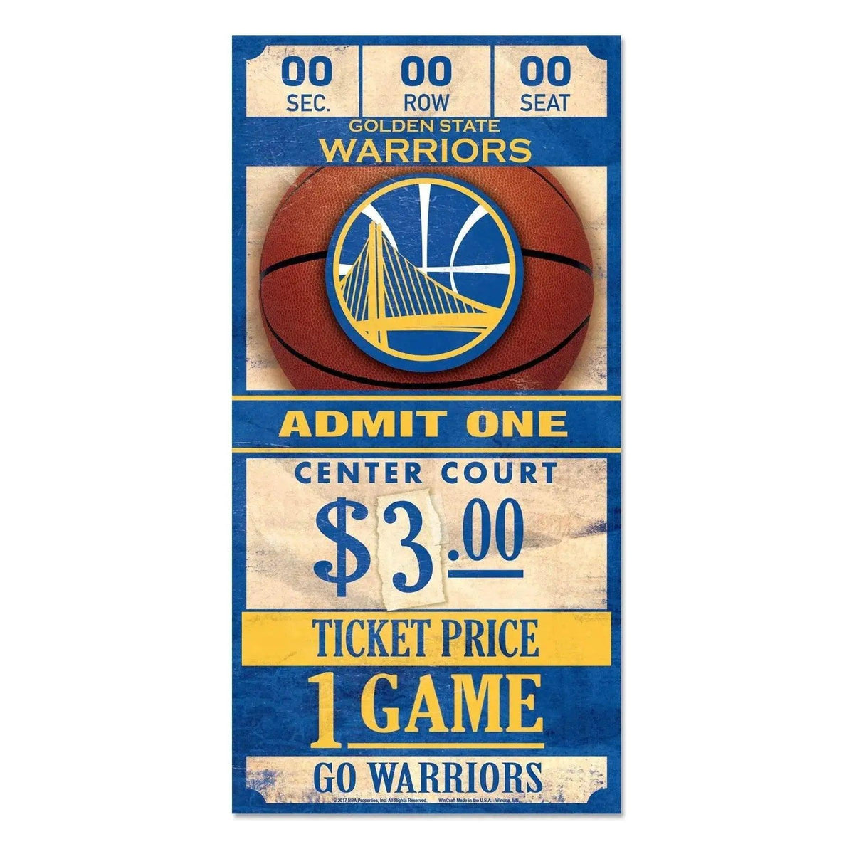 Golden State Warriors Sign 6x12 Wood Ticket Display - ToylandEU™