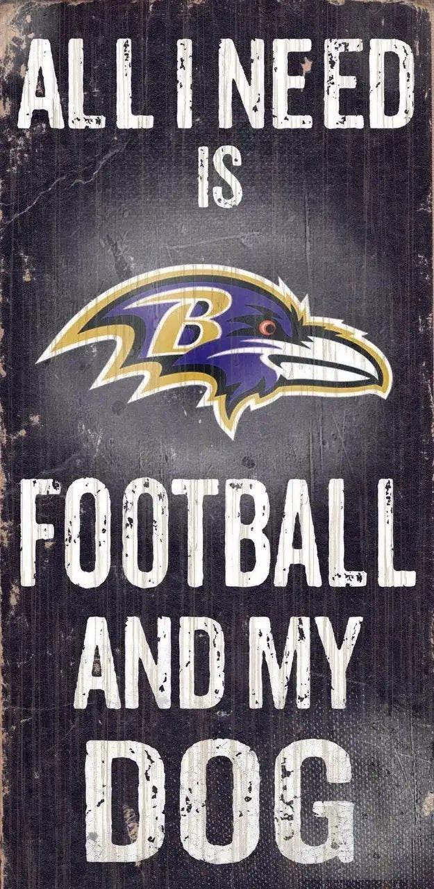 Baltimore Ravens Wood Sign Football And Dog 6x12 Inches - ToylandEU™