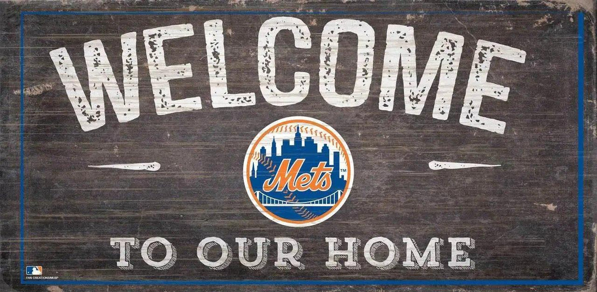 New York Mets Wood Sign Welcome To Our Home 6x12 Rope - ToylandEU™