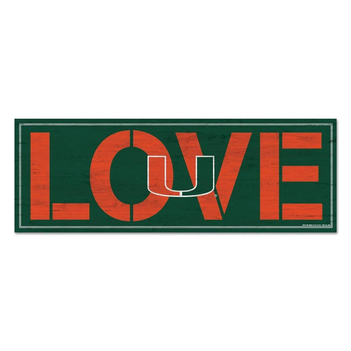 Miami Hurricanes Wood Sign 8x23 Love Decor NCAA Team Gift - ToylandEU™