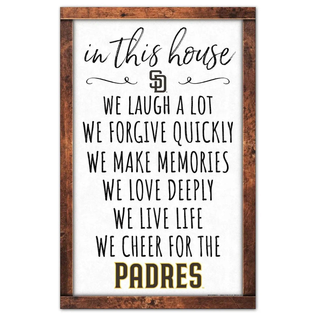 San Diego Padres Sign 11x17 Wood Wall Art In This House - ToylandEU™