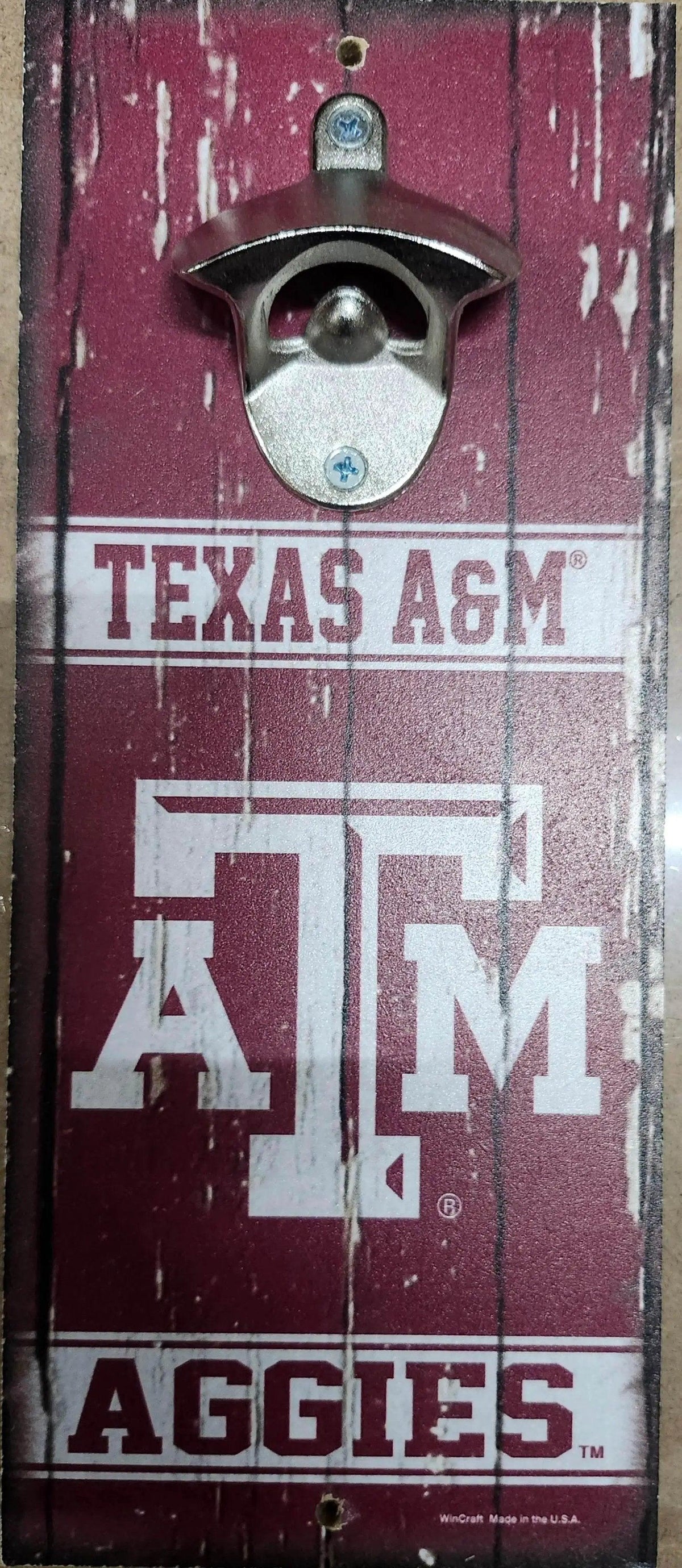 Texas AM Aggies Wood Sign With Bottle Opener Wall Decor - ToylandEU™