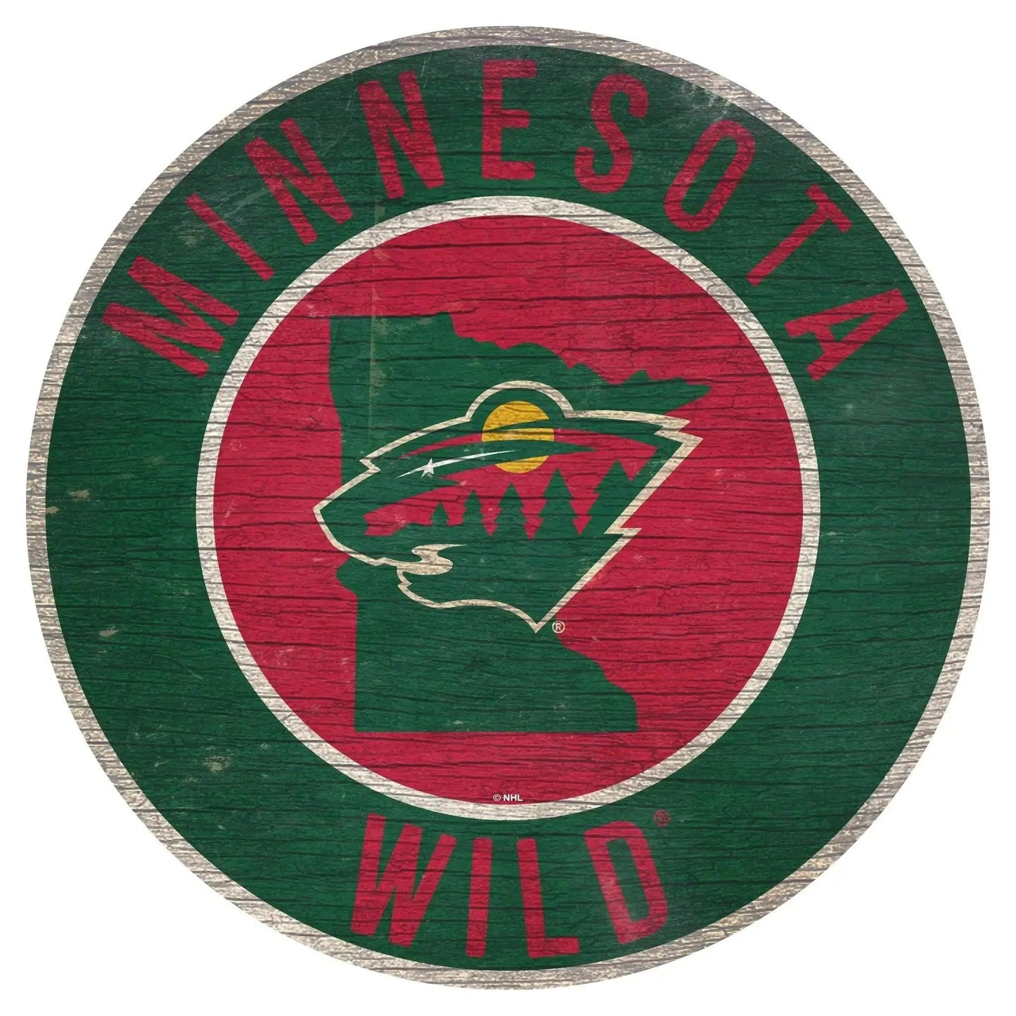 Minnesota Wild Round Wood Sign Distressed State Design - ToylandEU™