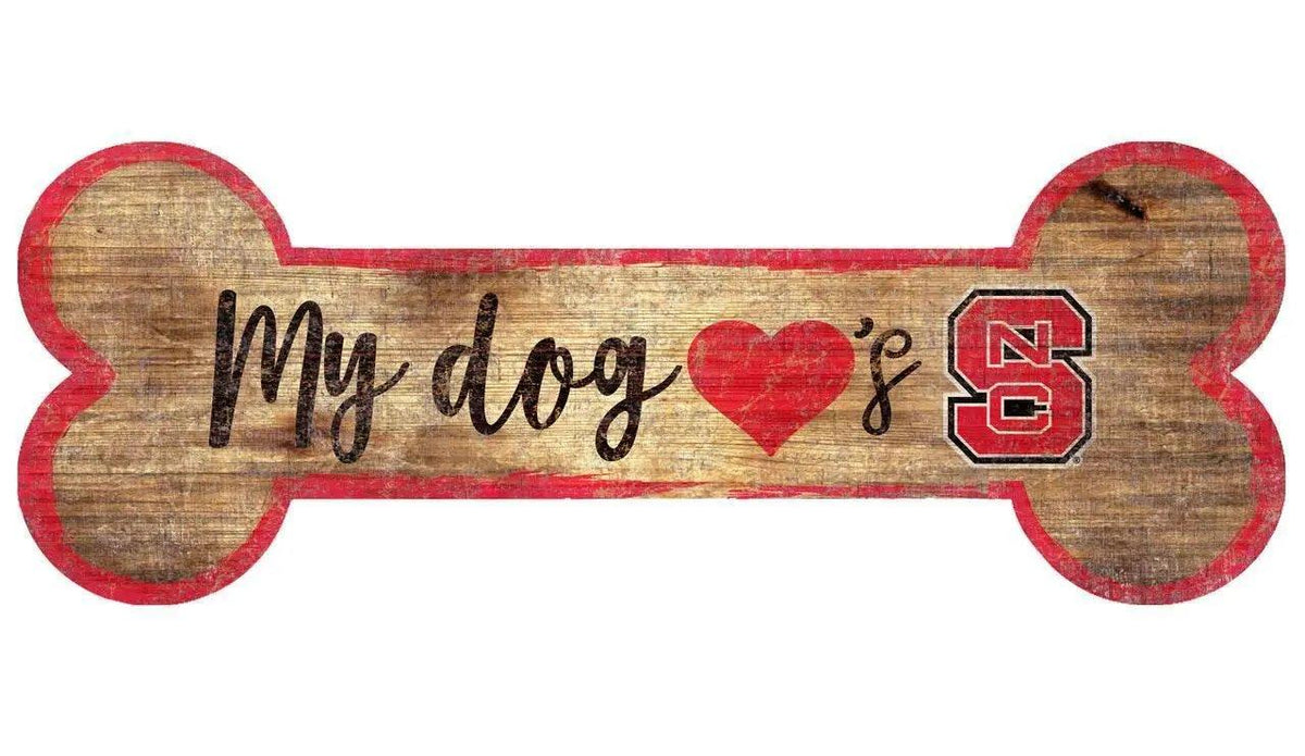 NC State Wolfpack Wood Sign Dog Bone Shape With Rope - ToylandEU™