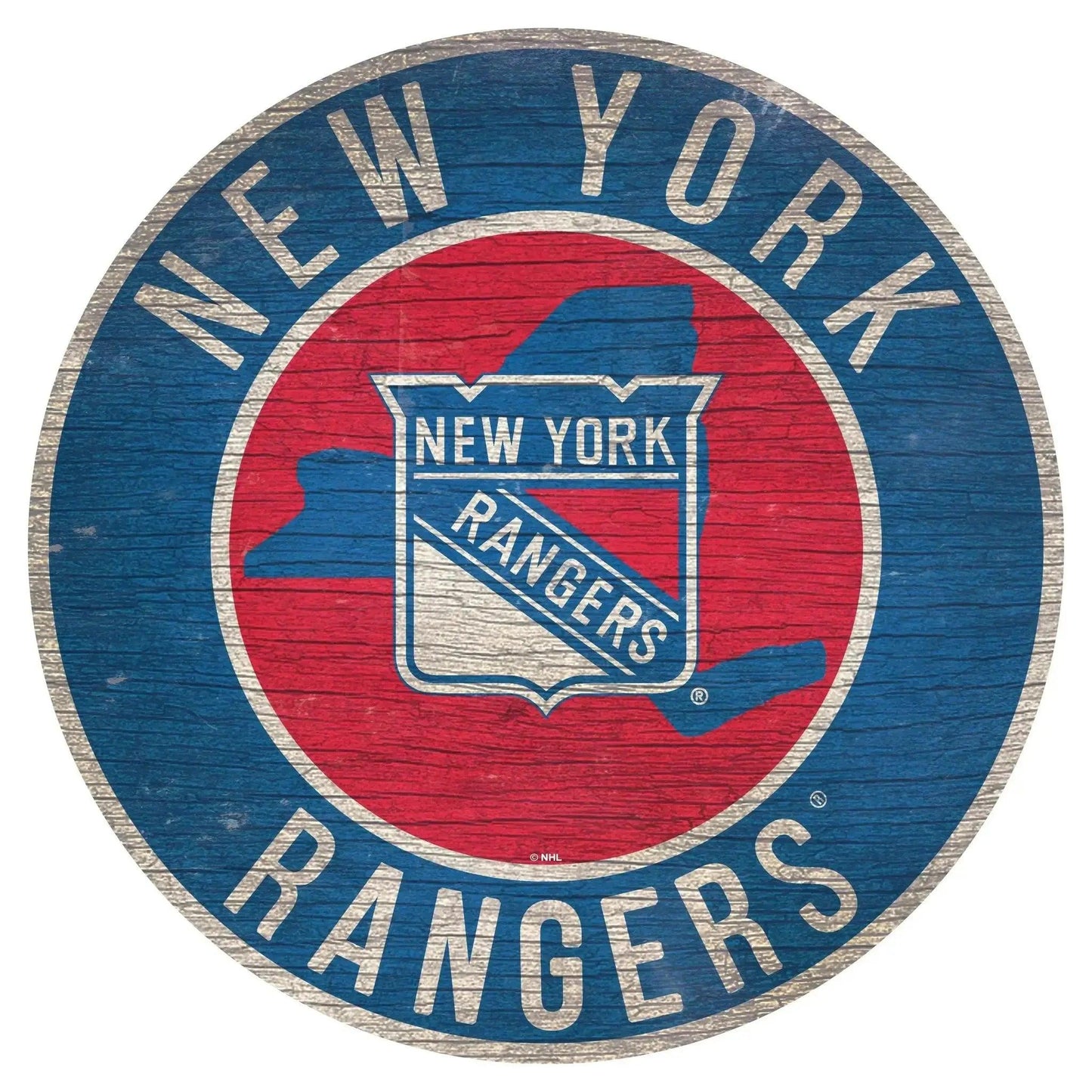 New York Rangers Round Wood Sign With Classic State Design - ToylandEU™