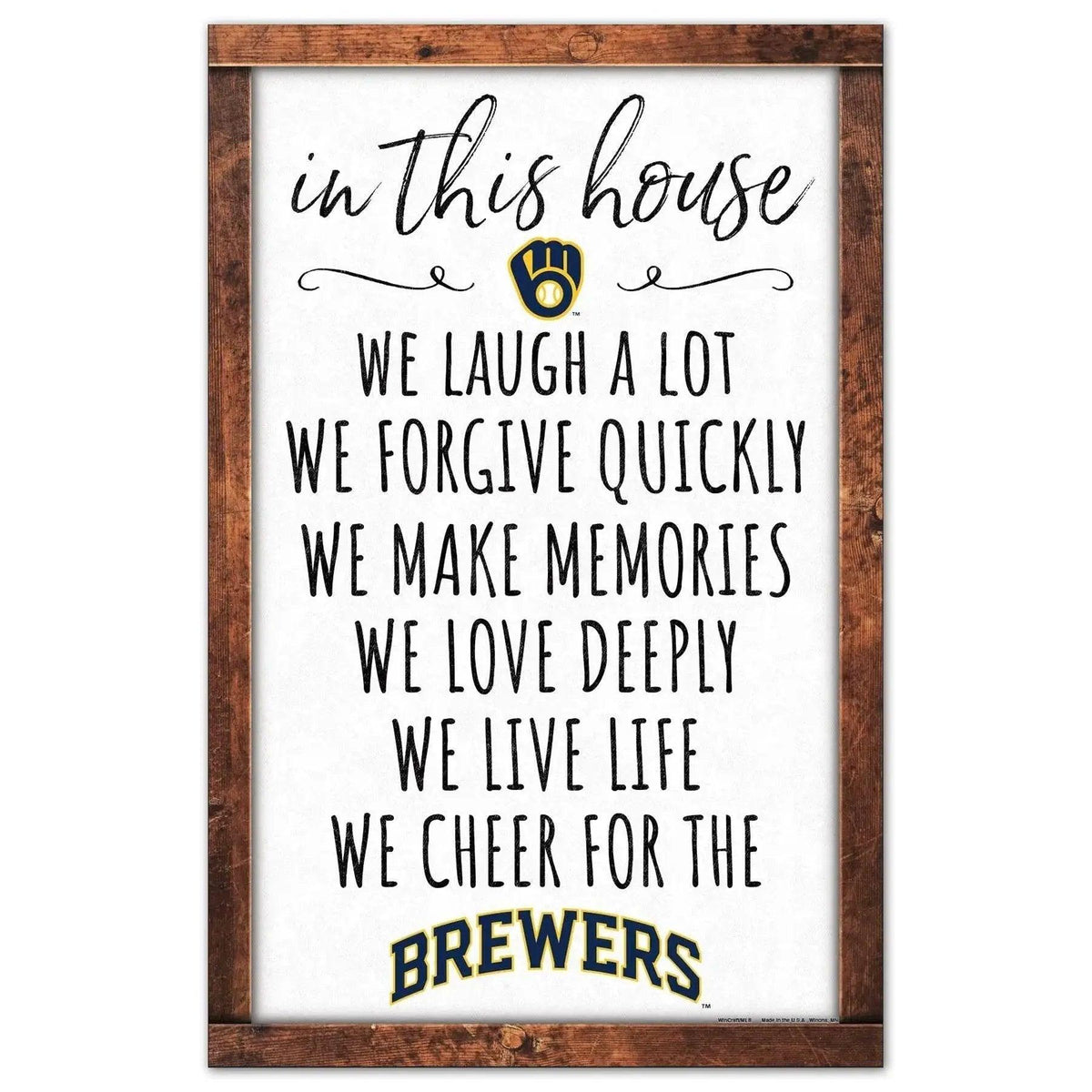 Milwaukee Brewers Sign 11x17 Wood In This House Wall Decor - ToylandEU™