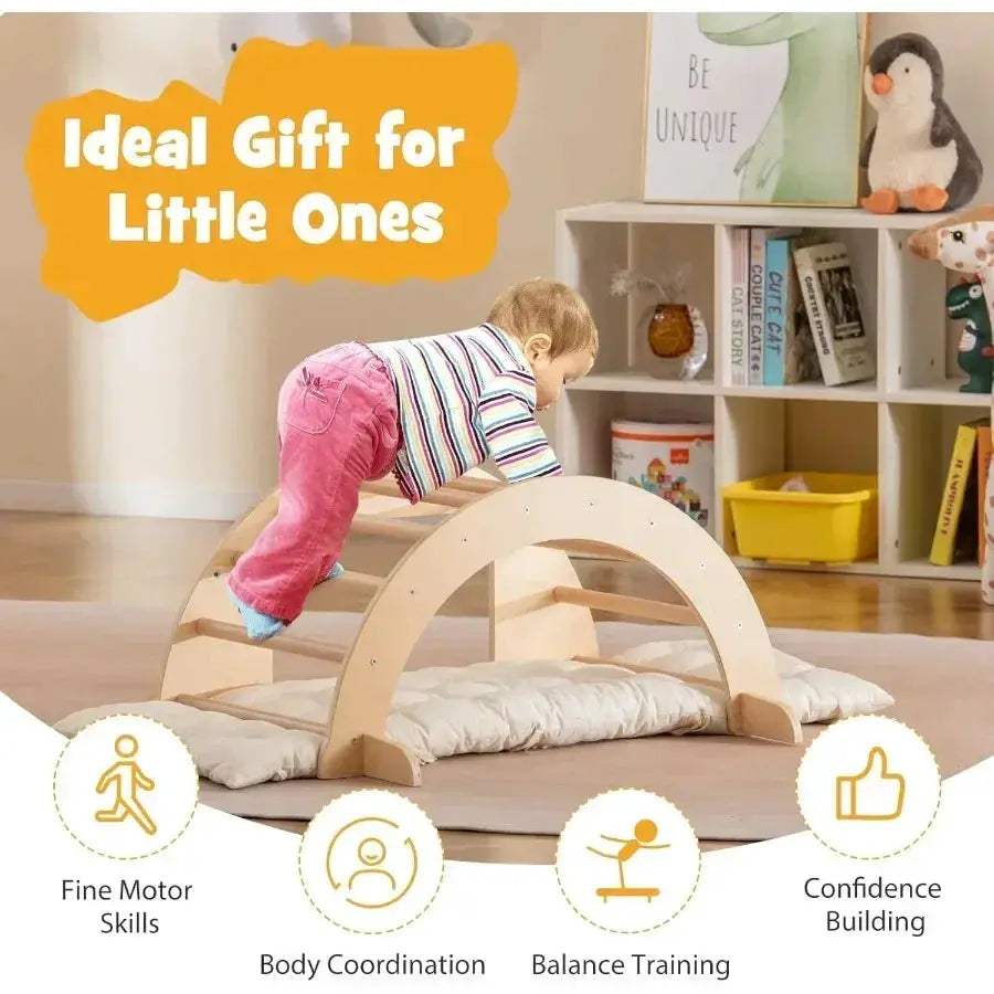 Wooden Arch Climber Montessori Play Gym Cushioned - ToylandEU™