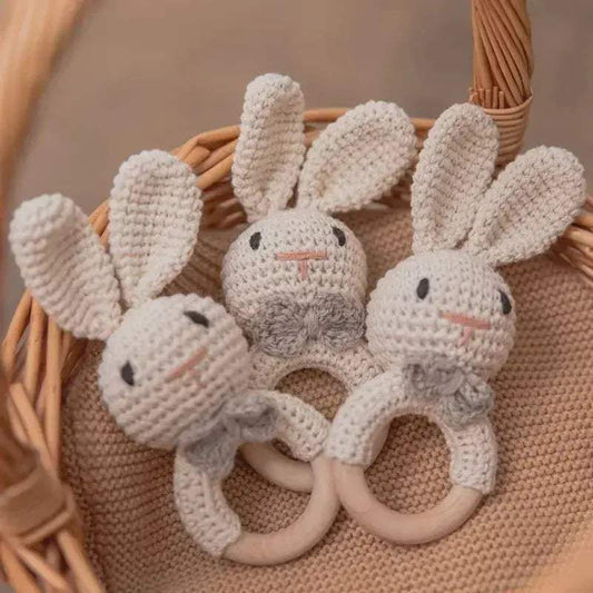 Wooden Crochet Baby Rattle And Teether Toy BPA Free Musical CE Certified For 0 To 36 Months - ToylandEU™
