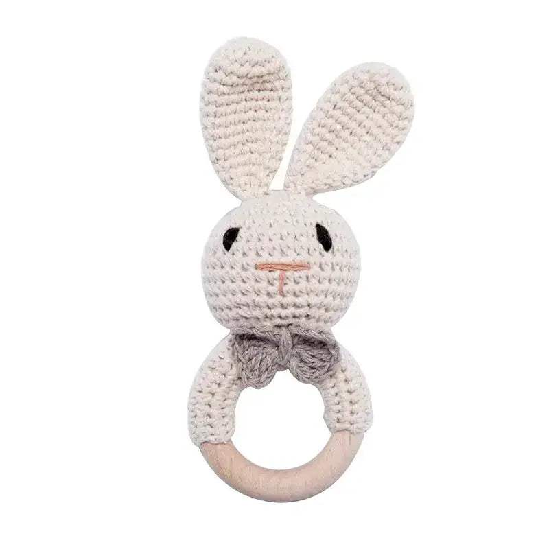 Wooden Crochet Baby Rattle And Teether Toy BPA Free Musical CE Certified For 0 To 36 Months - ToylandEU