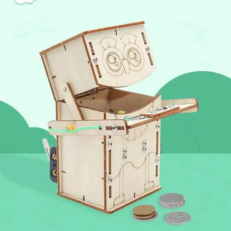 Wooden Electric Powered Eat Coin Robot DIY Models and Building Toy Science and Education Model Toy for Children Gift - ToylandEU