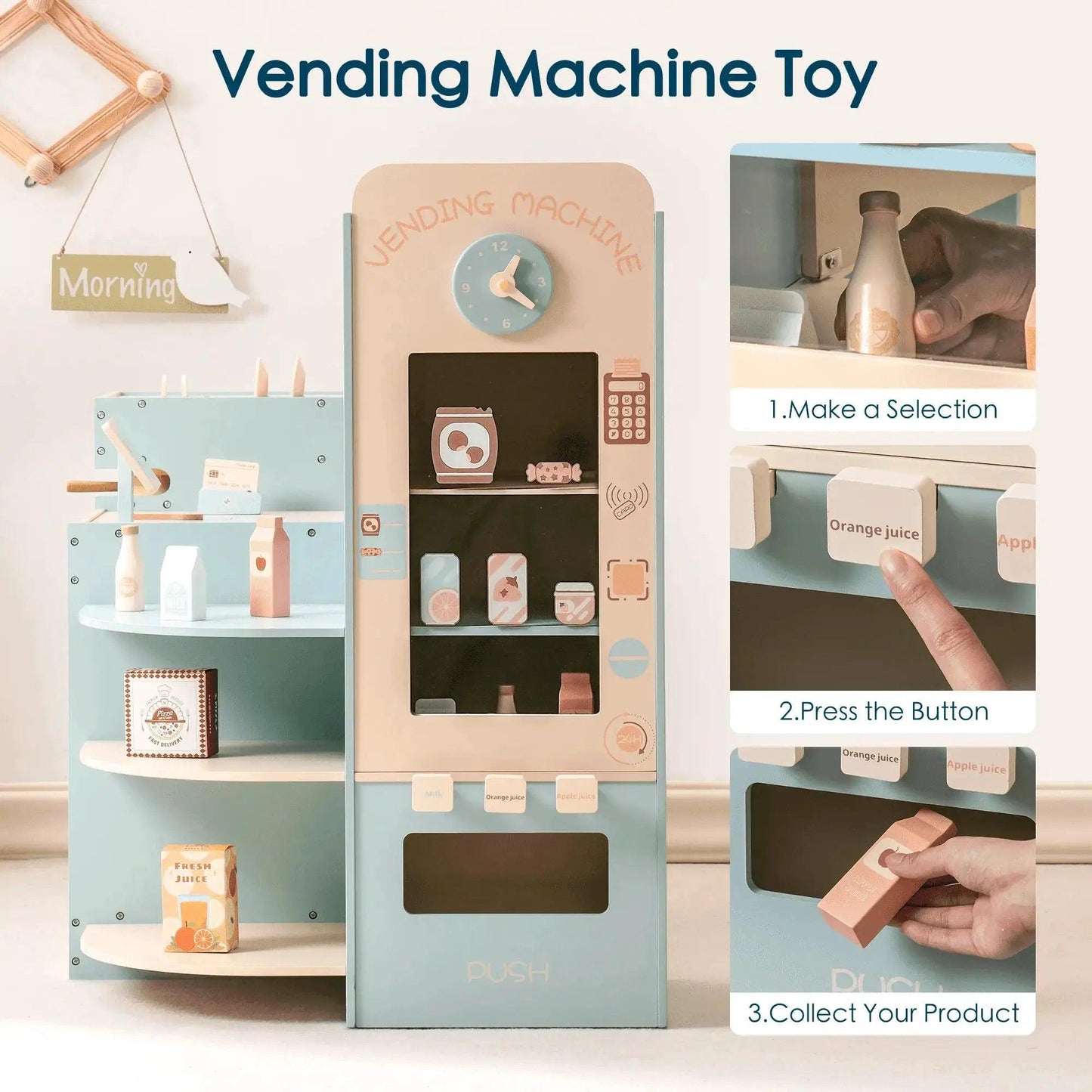 Wooden Grocery Store Coffee Shop Play Set For Kids - ToylandEU™