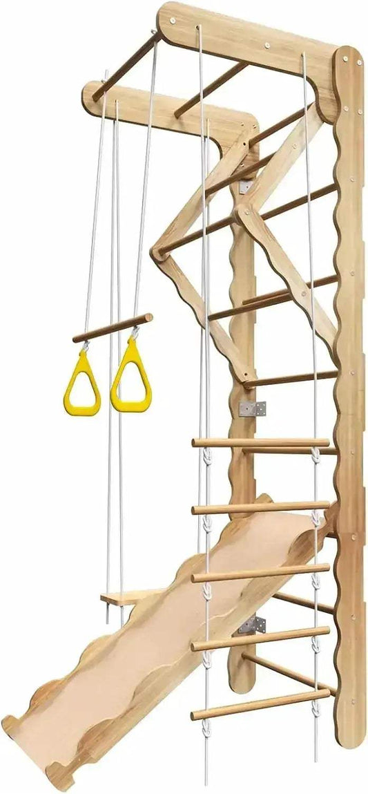 Wooden Indoor Jungle Gym Swedish Ladder Wall Mounted - ToylandEU™