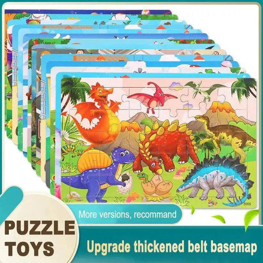 Wooden Jigsaw 3D Puzzle Kids Cartoon Animal Vehicle Educational Toys - ToylandEU™