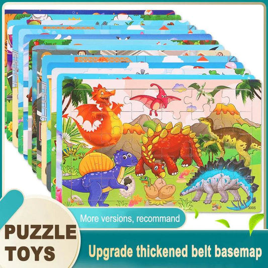 Wooden Jigsaw 3D Puzzle Kids Cartoon Animal Vehicle Educational Toys - ToylandEU