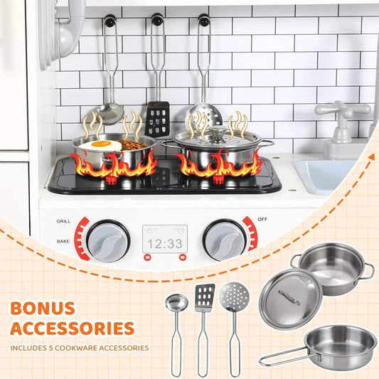 Wooden Kitchen Kids Pretend Play Set with Light and Sound - ToylandEU™