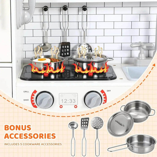 Wooden Kitchen Kids Pretend Play Set with Light and Sound - ToylandEU™