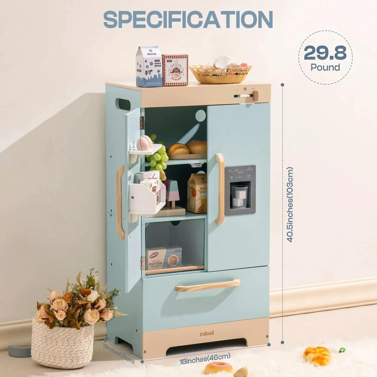 Wooden Kitchen Playset Realistic Fridge And Oven For Kids - ToylandEU™