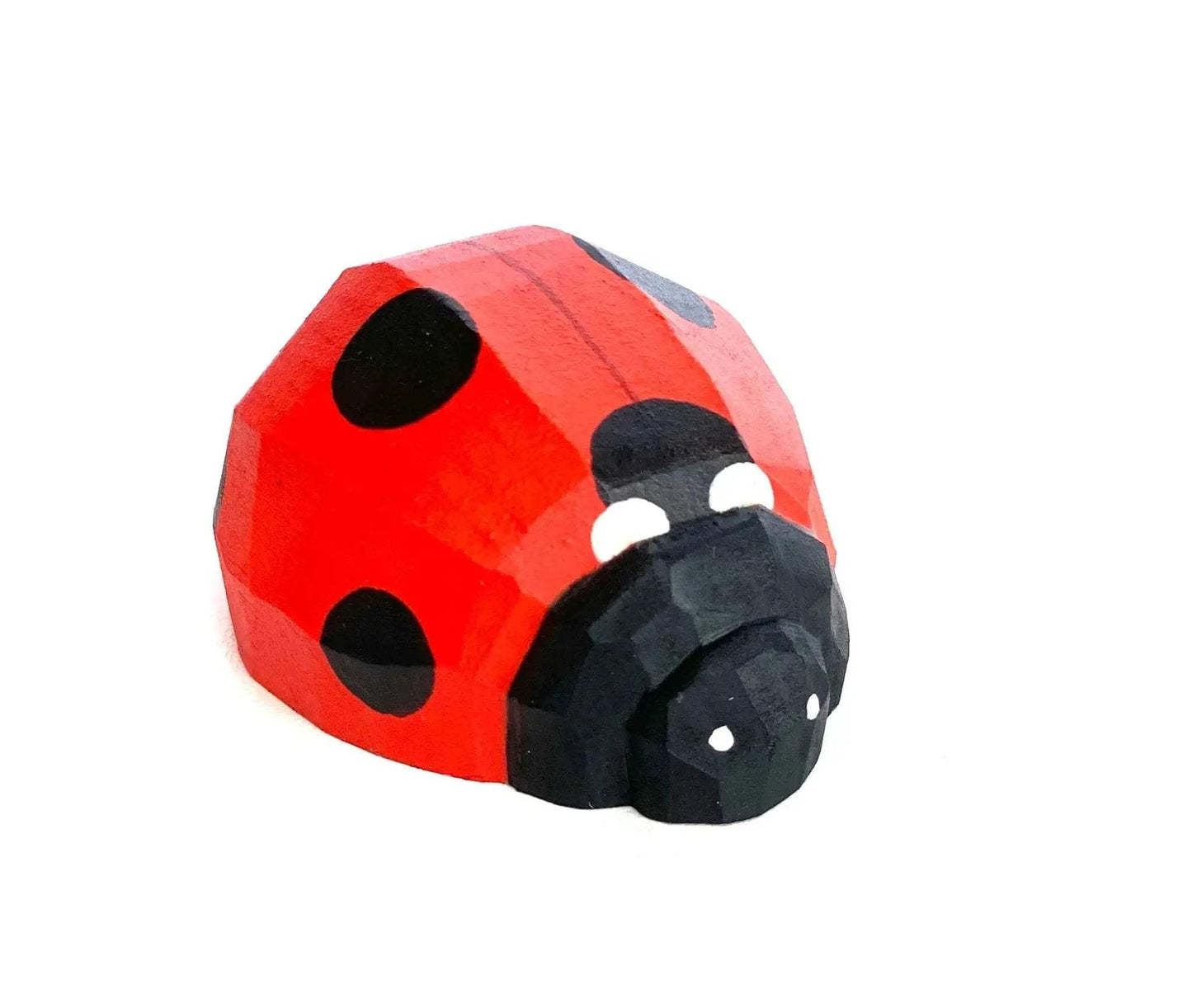 Handcrafted Wooden Ladybug Figurine Toy With Non Toxic Paint - ToylandEU