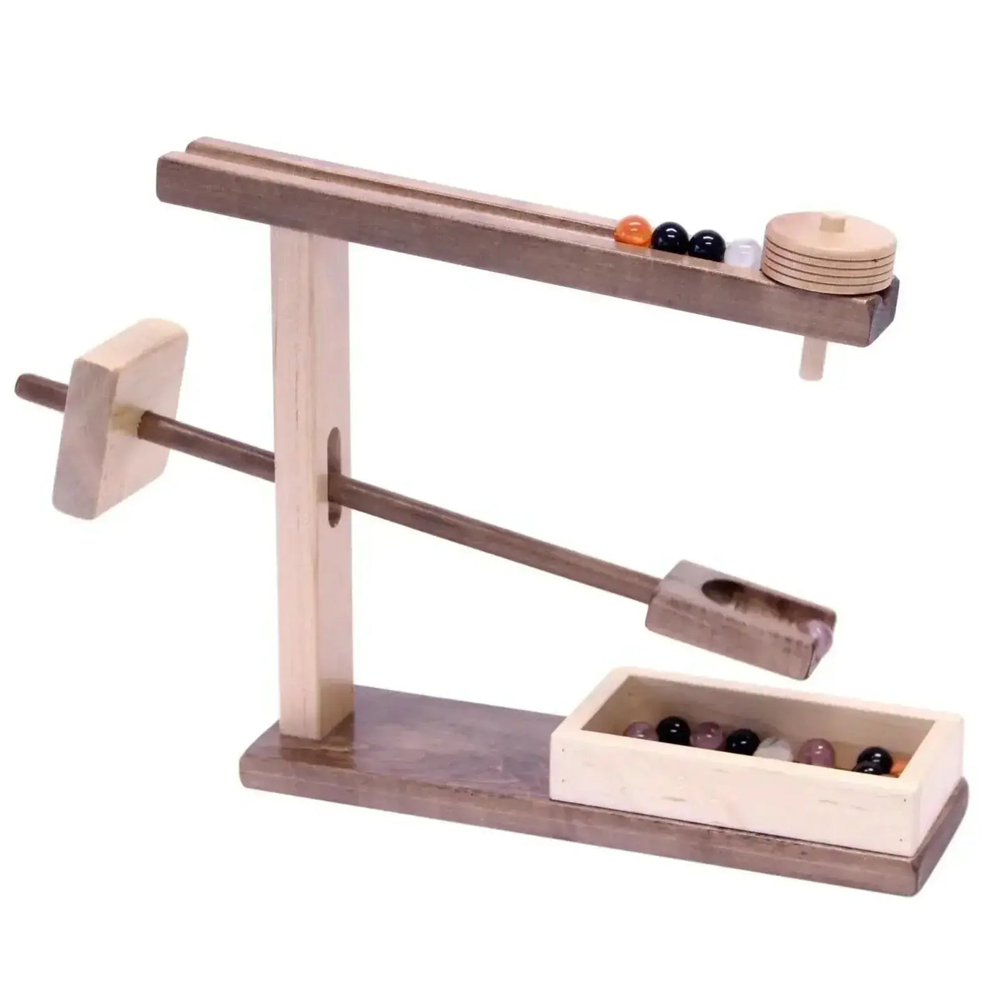 Amish-Made Wooden Marble Roller Machine Toy, Child-Safe Maple/Walnut Finish - ToylandEU