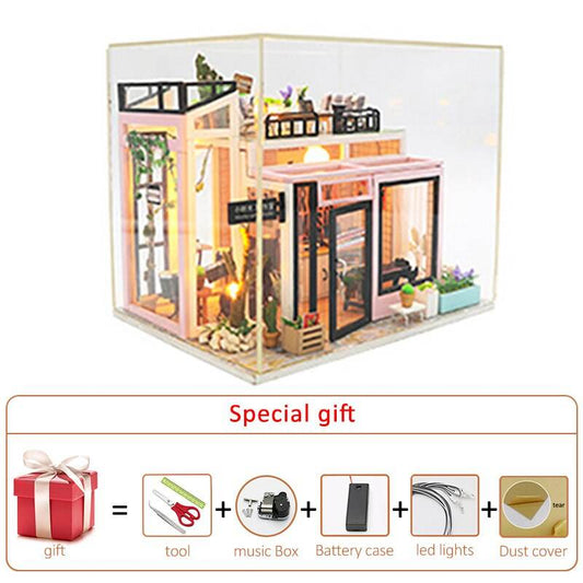 Wooden Miniature Cake Shop Dollhouse Kit for Creative Assembly Fun - ToylandEU