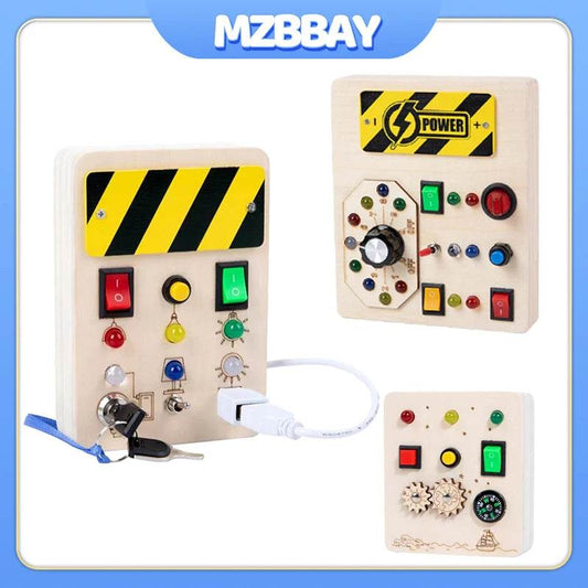 Children Montessori Busy Board with LED Light Switches Control Panel Sensory Educational Toy for Hand Eye Coordination and Development Gift - ToylandEU