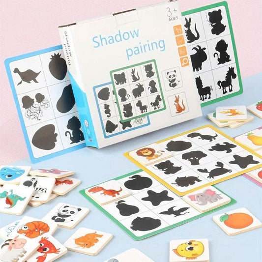 Wooden Montessori Find Shape Toys Animal Fruit Shadow Puzzle - ToylandEU