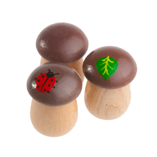 Wooden Mushroom Counters For Kids Hands On Math Montessori Set - ToylandEU