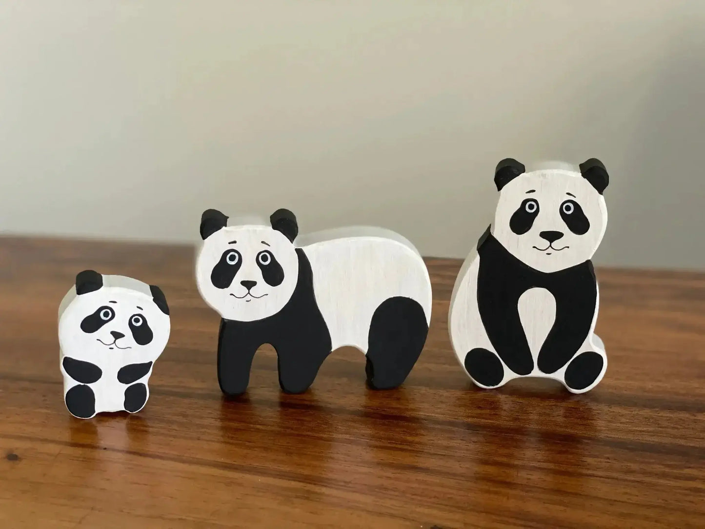Wooden Panda Figurines Set Of Three For Fine Motor Skills - ToylandEU