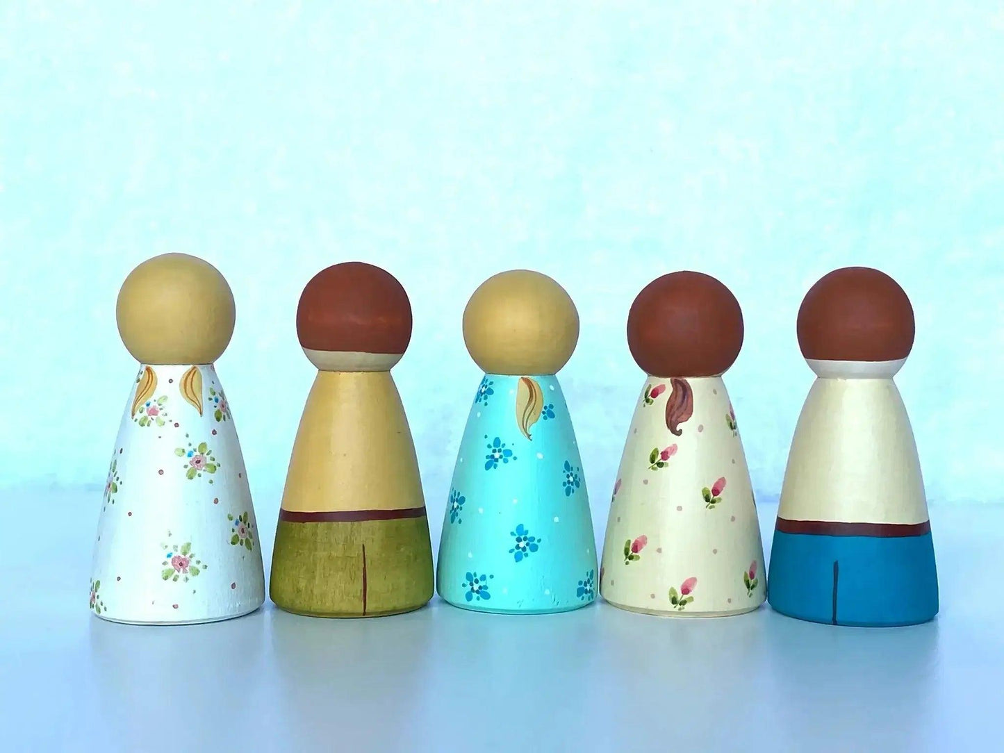 Wooden Peg Dolls Boy And Girl Set Hand Painted - ToylandEU™