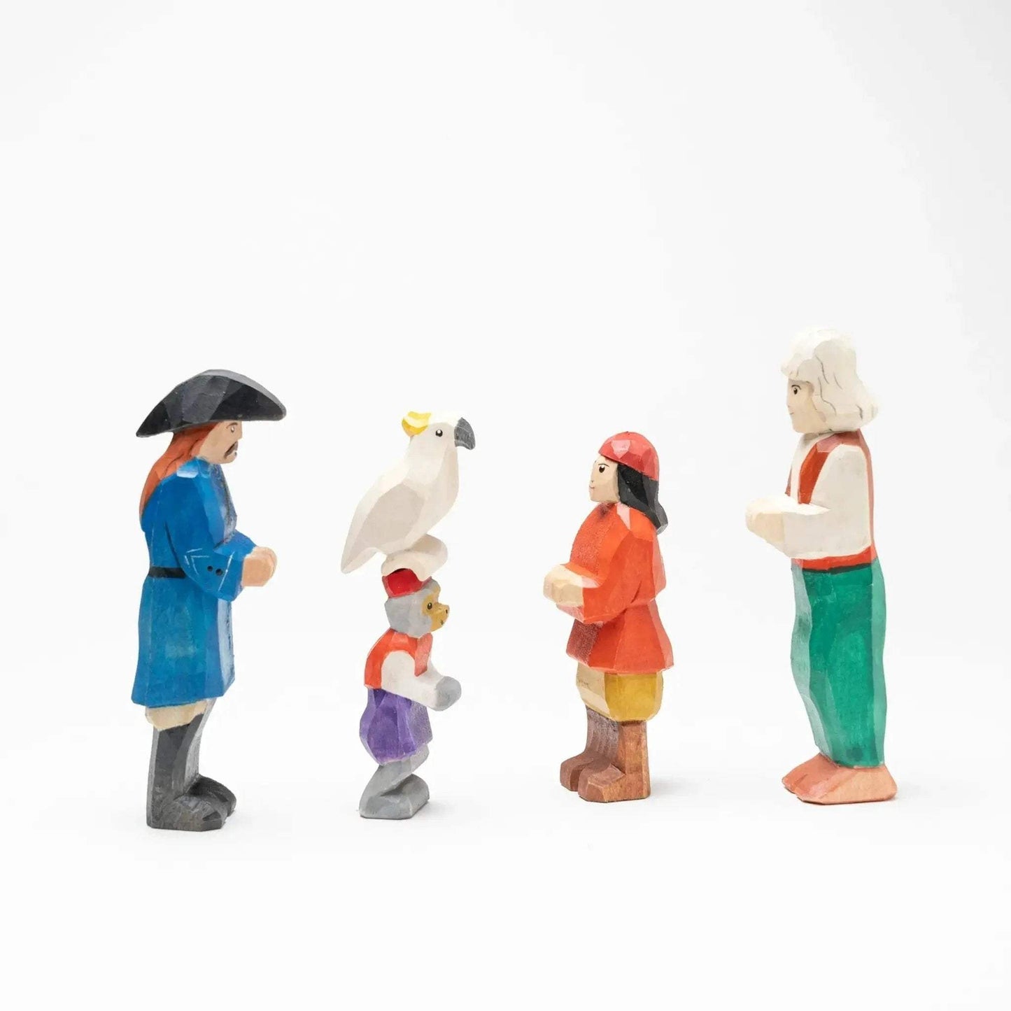 Wooden Pirate Figurines With Parrot And Monkey For Imaginative Play - ToylandEU