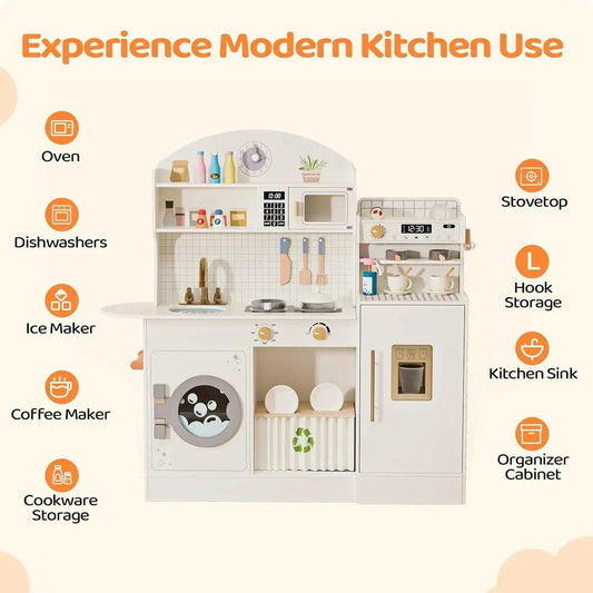 Wooden Play Kitchen Coffee Machine Set Rich Accessories - ToylandEU™