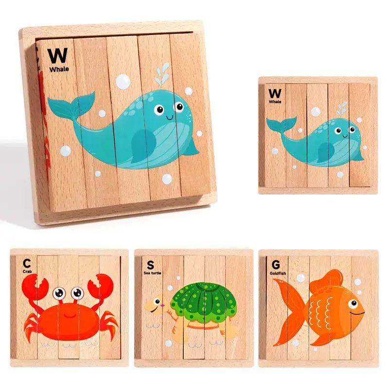 Wooden Puzzle Blocks Dinosaurs For Kids Eco Wood Toy - ToylandEU™