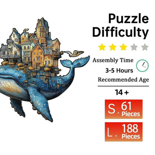 Wooden Puzzle For Adults Whale Castle Unique Shape Jigsaw - ToylandEU