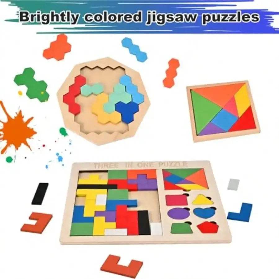 Wooden Puzzle Set Russian Blocks Tangram Brain Teasers - ToylandEU™