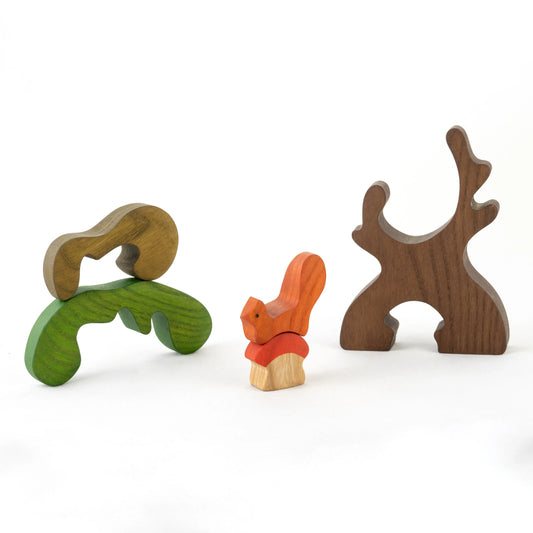 Wooden Puzzle Tree With Squirrel And Mushroom Color Learning - ToylandEU