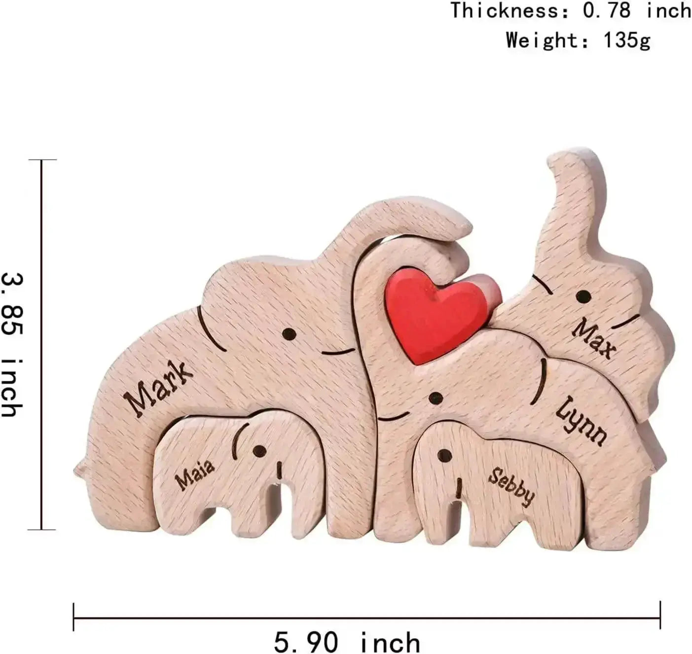 Wooden Puzzles Elephant Family Customizable Gift For Loved Ones - ToylandEU