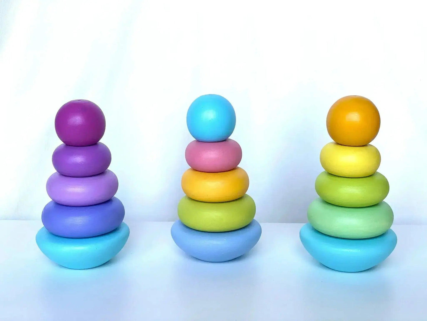 Wooden Ring Stacker Toy For Toddlers Safe Solid Wood - ToylandEU™