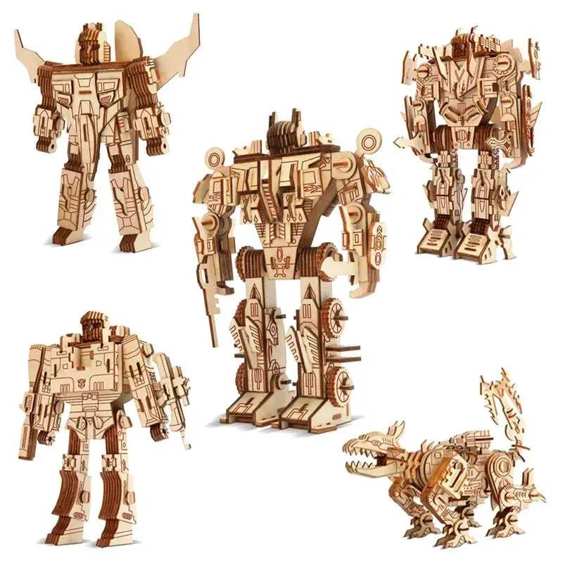 Wooden Robot 3D Puzzle Kit For DIY STEM Fun Educational - ToylandEU