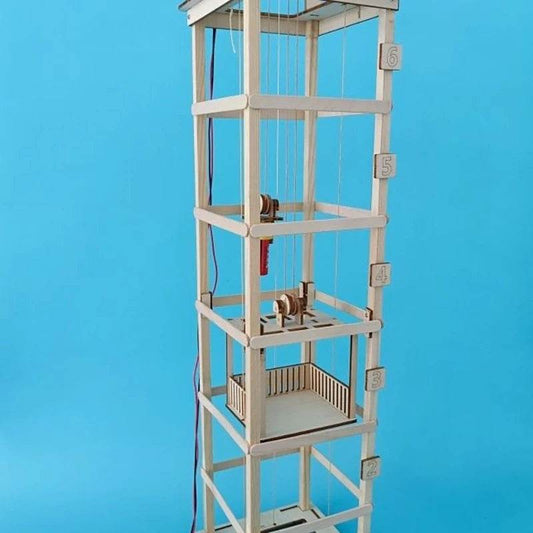 Wooden Six-story Elevator Model Kids Science Toy Funny Technology Physics Kit Educational Toys for Children Learning Toy - ToylandEU