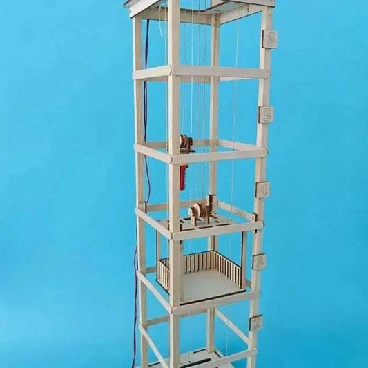 Wooden Six-story Elevator Model Kids Science Toy Funny Technology Physics Kit Educational Toys for Children Learning Toy - ToylandEU