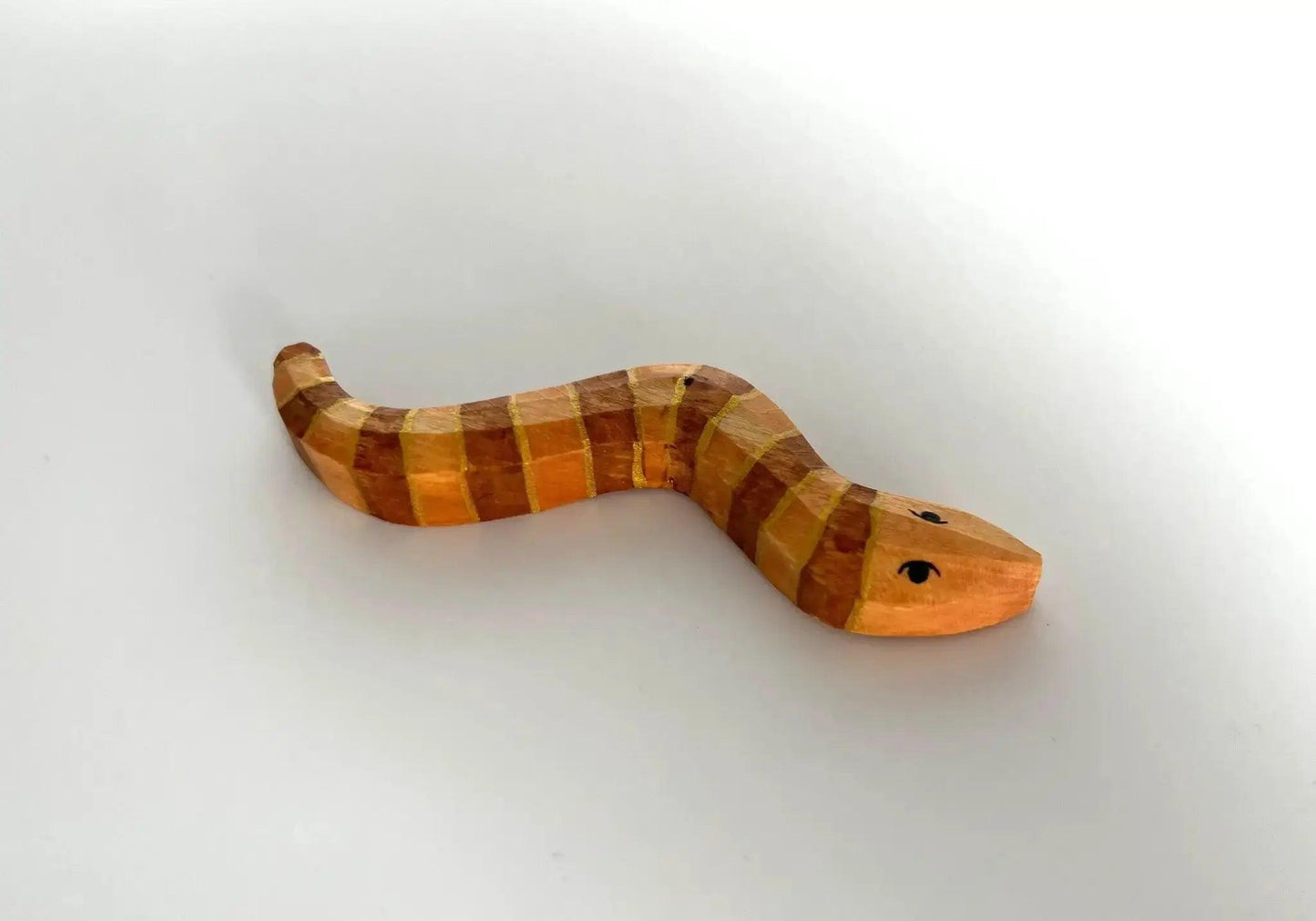 Wooden Snake Toy Hand Carved Educational Play - ToylandEU™