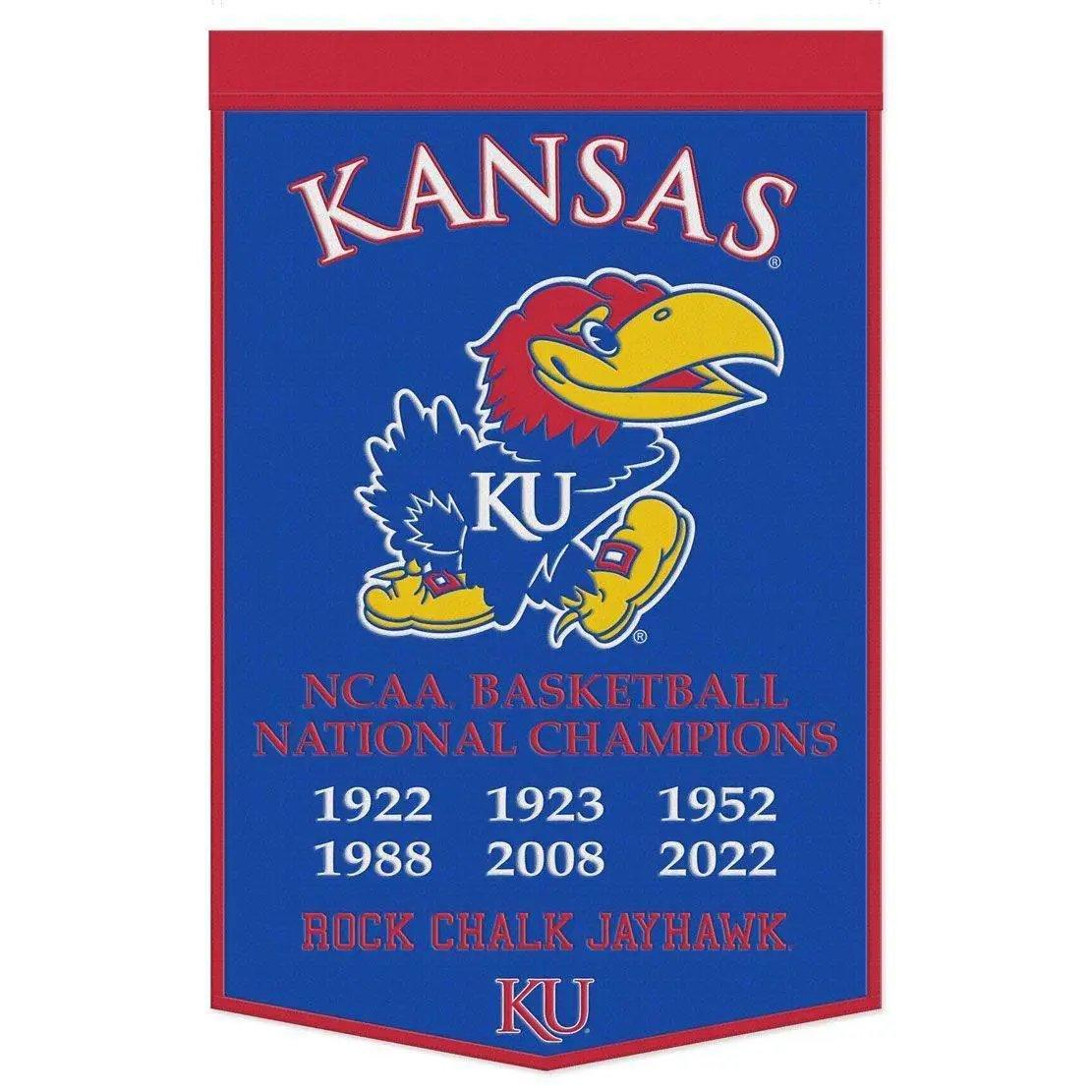 Kansas Jayhawks Wool Banner 24x38 Dynasty Champ Basketball - ToylandEU™
