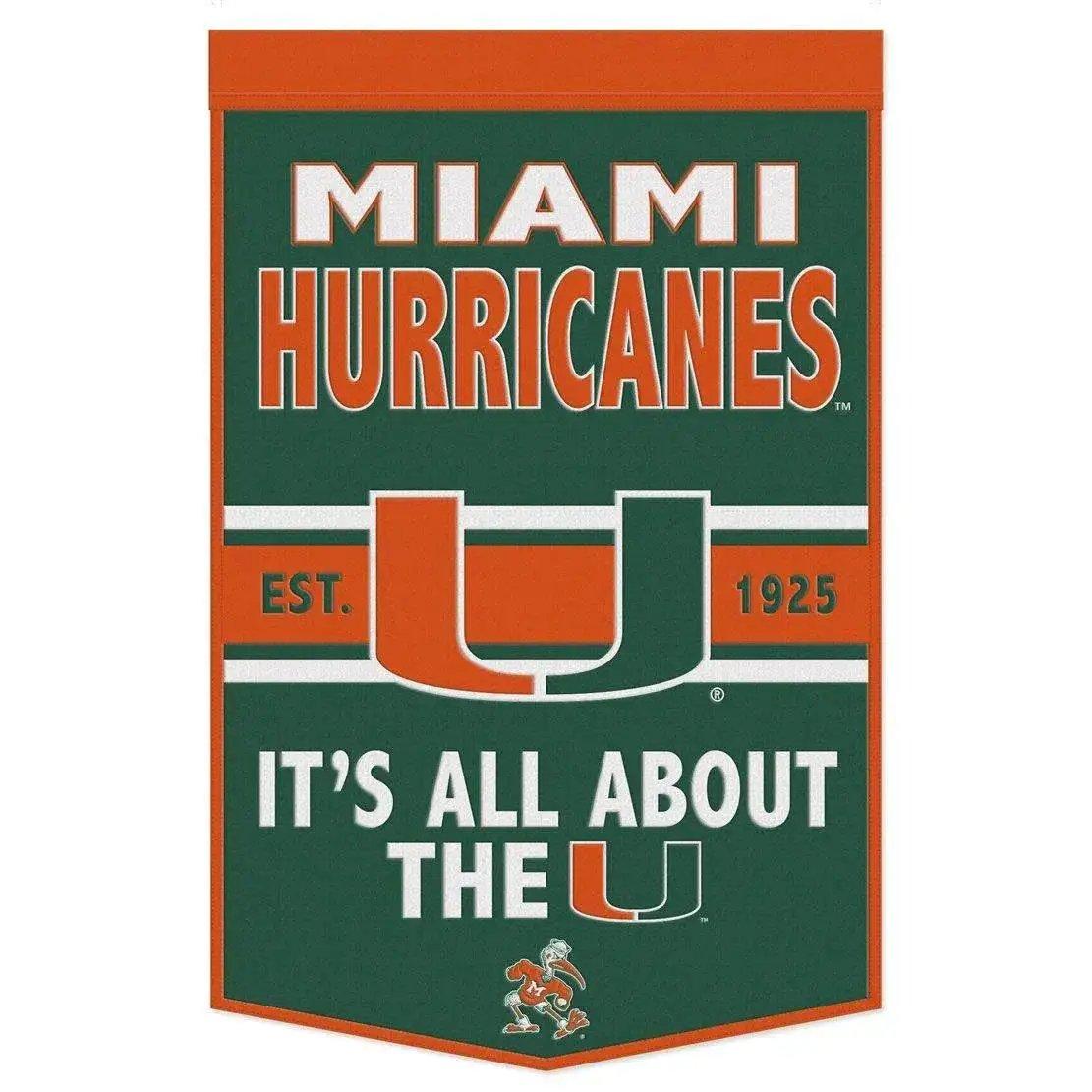 Miami Hurricanes Wool Banner 24x38 Dynasty Slogan Design - ToylandEU™