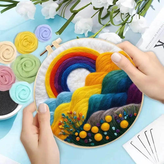 Wool Needle Felting Kit Embroidery Frame Creative Landscape Craft Kit Felt Needle Picture Gift for Mom - ToylandEU™