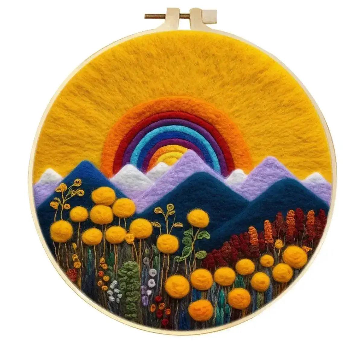 Wool Needle Felting Kit Embroidery Frame Creative Landscape Craft Kit Felt Needle Picture Gift for Mom - ToylandEU™