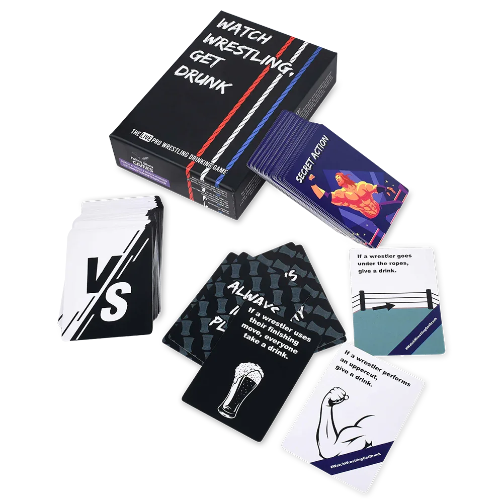 Pro Wrestling Drinking Game For 2-15 Players With 130 Cards - Falling Whale Games