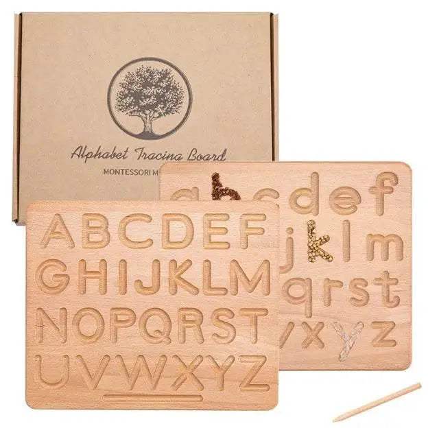 Montessori Double Sided Wooden English Alphabet And Numbers Cognitive Writing Board For Early Literacy - ToylandEU™